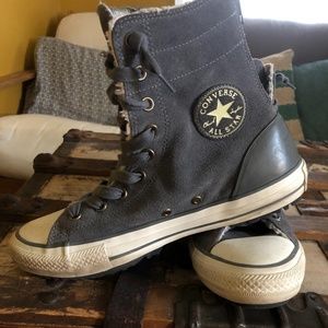 Fleece-Lined, Gray Suede Winter Chucks